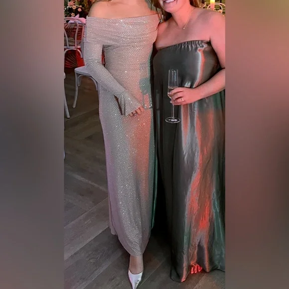 Meshki Marcel Nude Diamanté off the shoulder dress - Picture 4 of 9